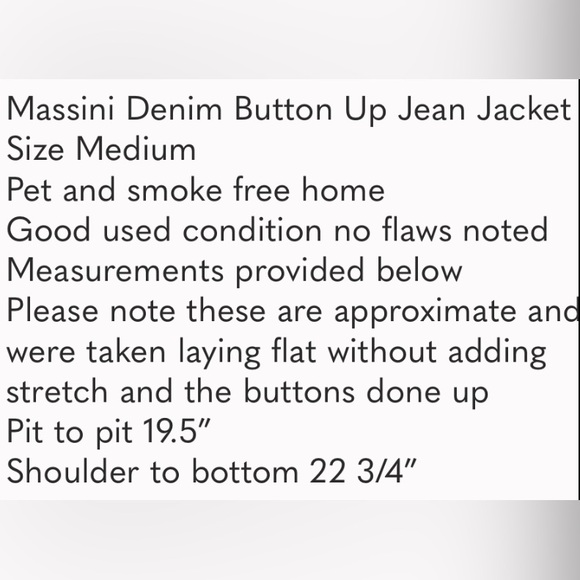 Massini Blue Denim Button Up Jean Jacket Size M - Picture 9 of 9